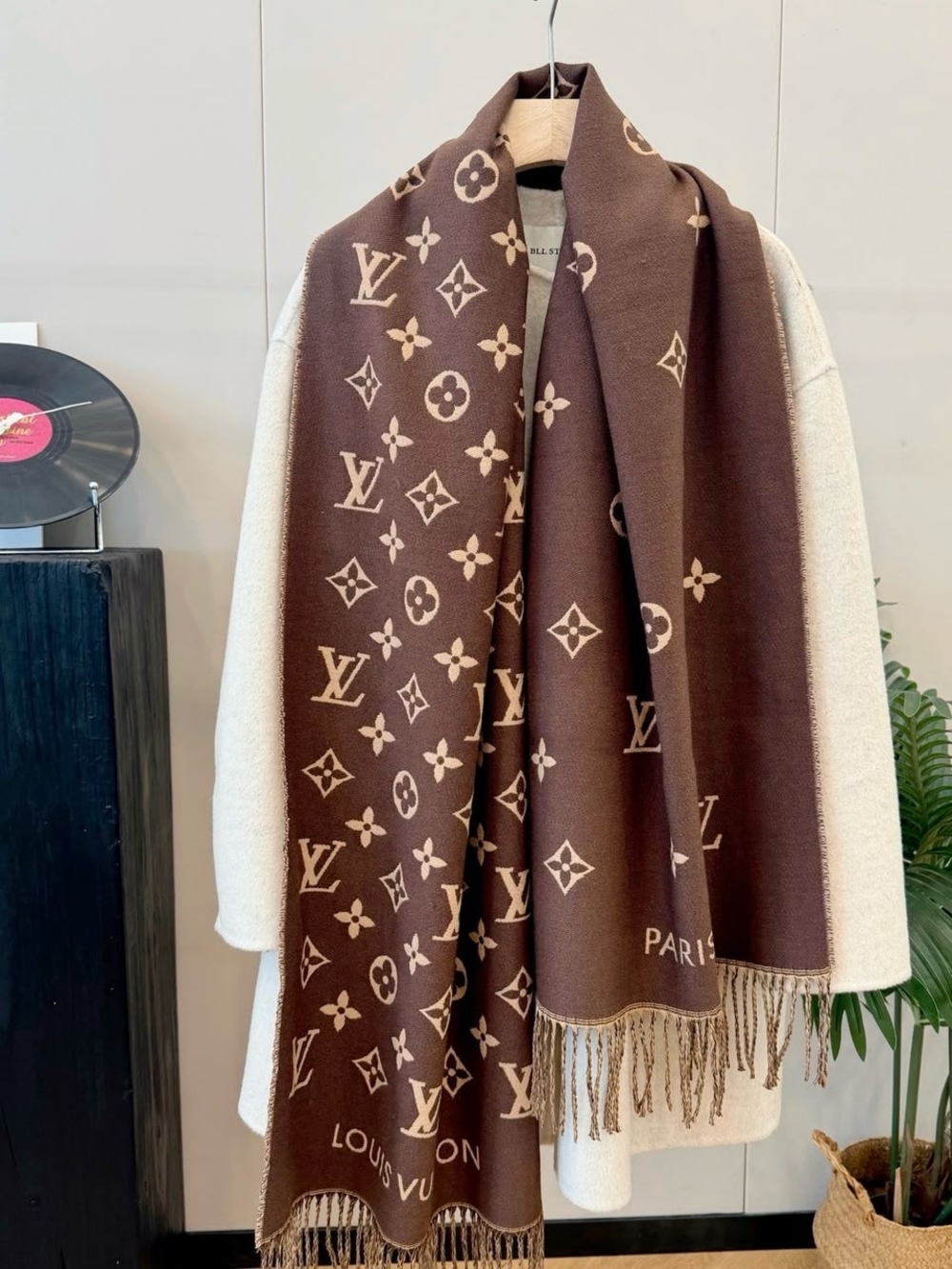 Chocolate Brown & Beige Classy Women's Wrap Scarf
